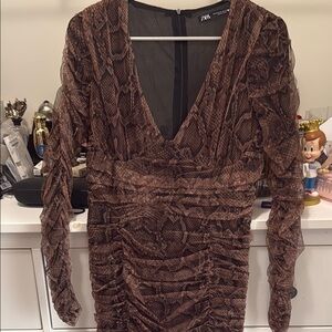 Zara Brown Snake Print Dress